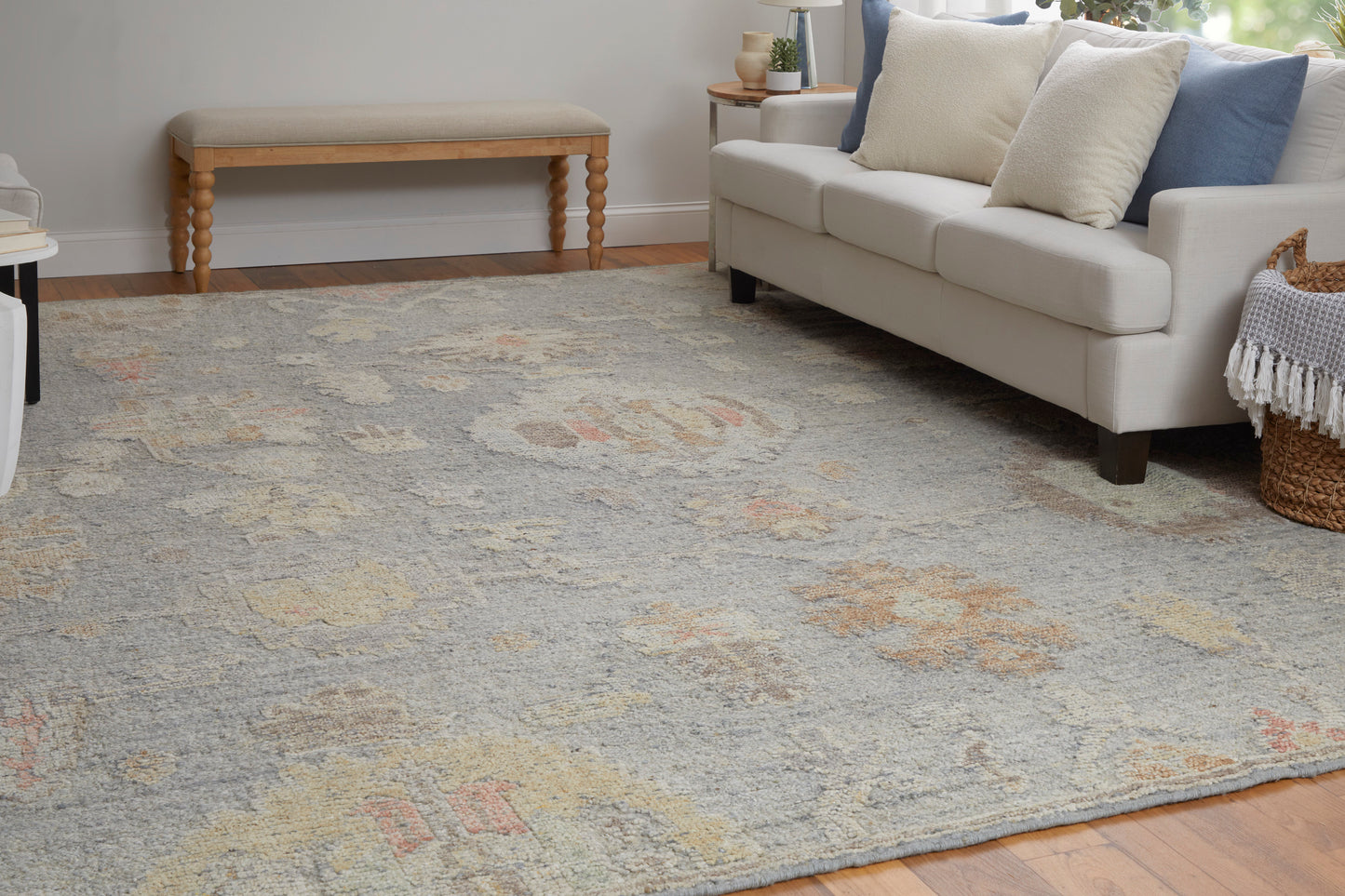 Grafton Transitional/Craftsman/Bohemian & Eclectic Floral & Botanical Blue/Gray/Yellow - Feizy Rug