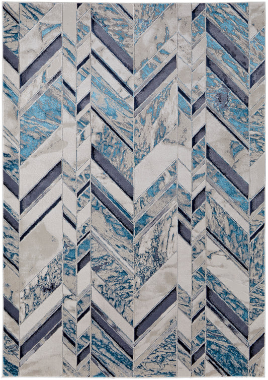 Indio Modern/Casual/Nautical & Coastal Ivory/Blue/Gray Area Rug