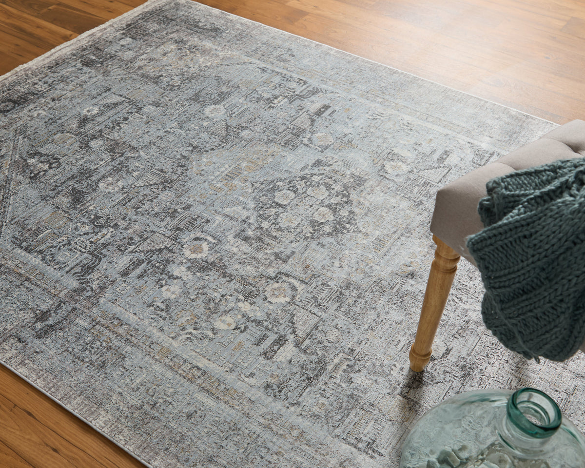Sarrant Transitional/Bohemian & Eclectic/Casual Medallion/Distressed/Persian Gray/Silver/Ivory 3966 - Feizy Rug