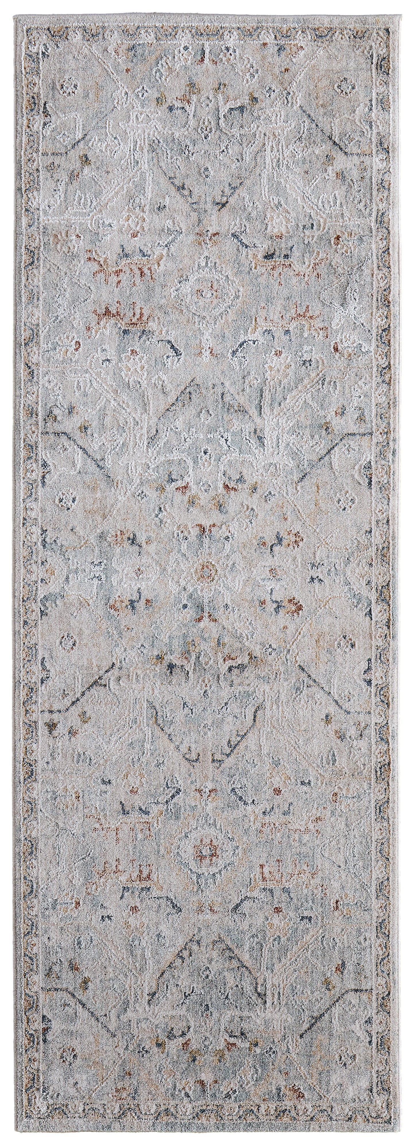 Pasha Transitional/Bohemian & Eclectic/Global Distressed/Geometric/Floral & Botanical Ivory/Blue/Tan - Feizy Rug
