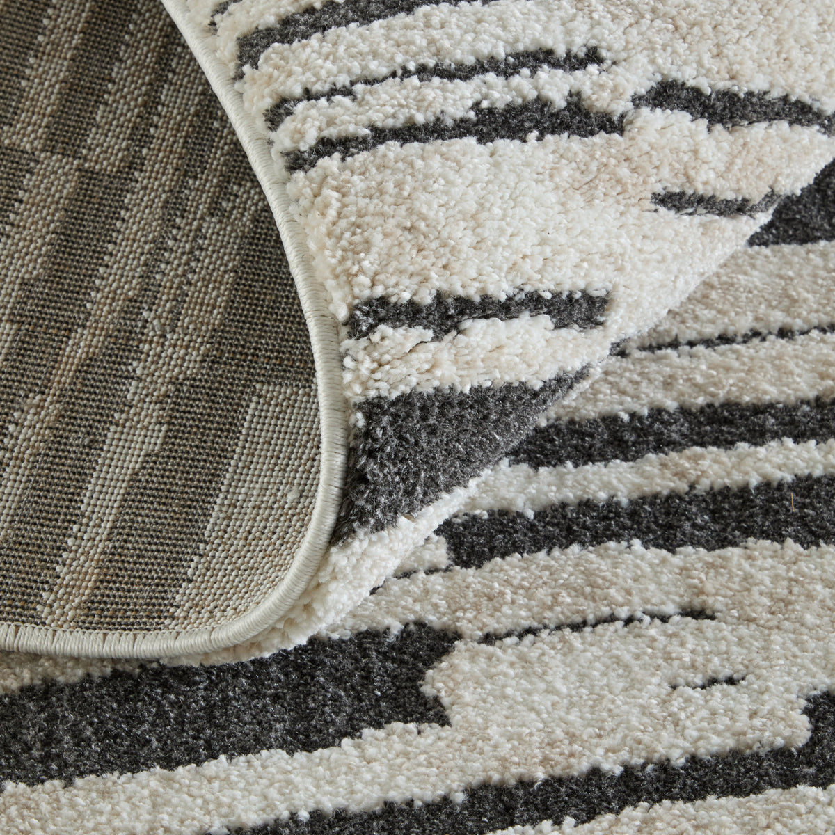Gilmore Modern Stripes/Checkered/Abstract Ivory/Black - Feizy Rug