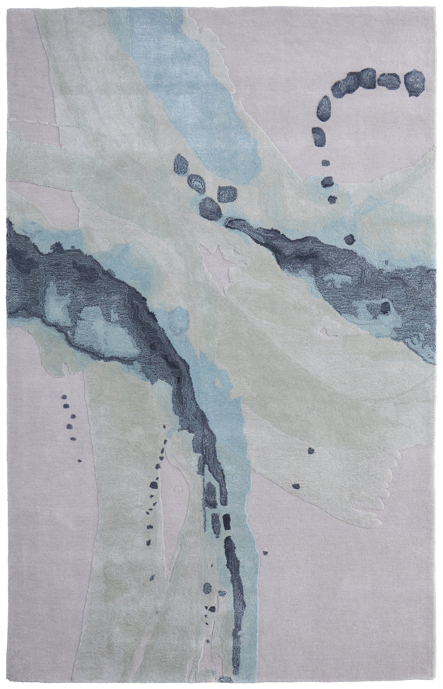 Kawai Modern/Bohemian & Eclectic/Casual Green/Blue/Ivory Area Rug