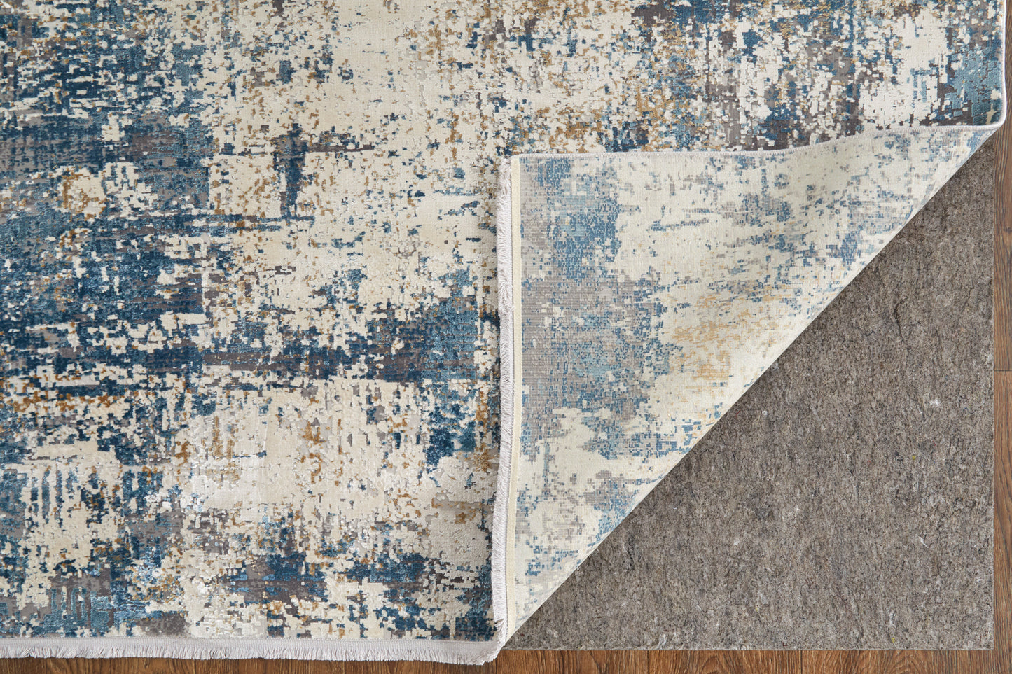 Cadiz Modern/Industrial/Luxury & Glam Ivory/Tan/Blue Accent Rug