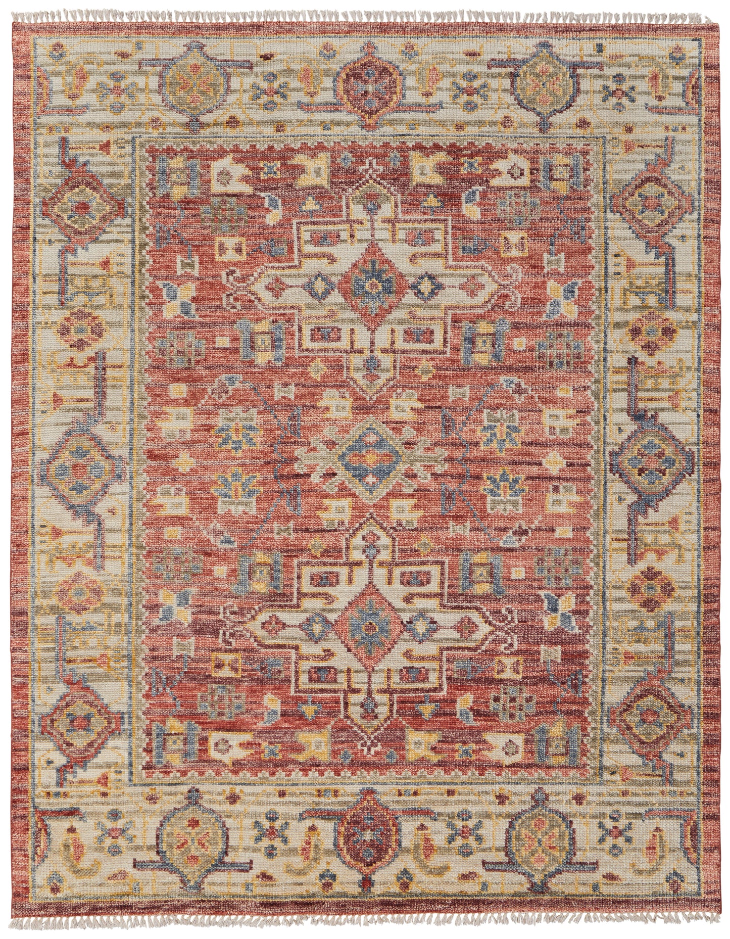 Fillmore Transitional/Global Red/Ivory/Gold Area Rug
