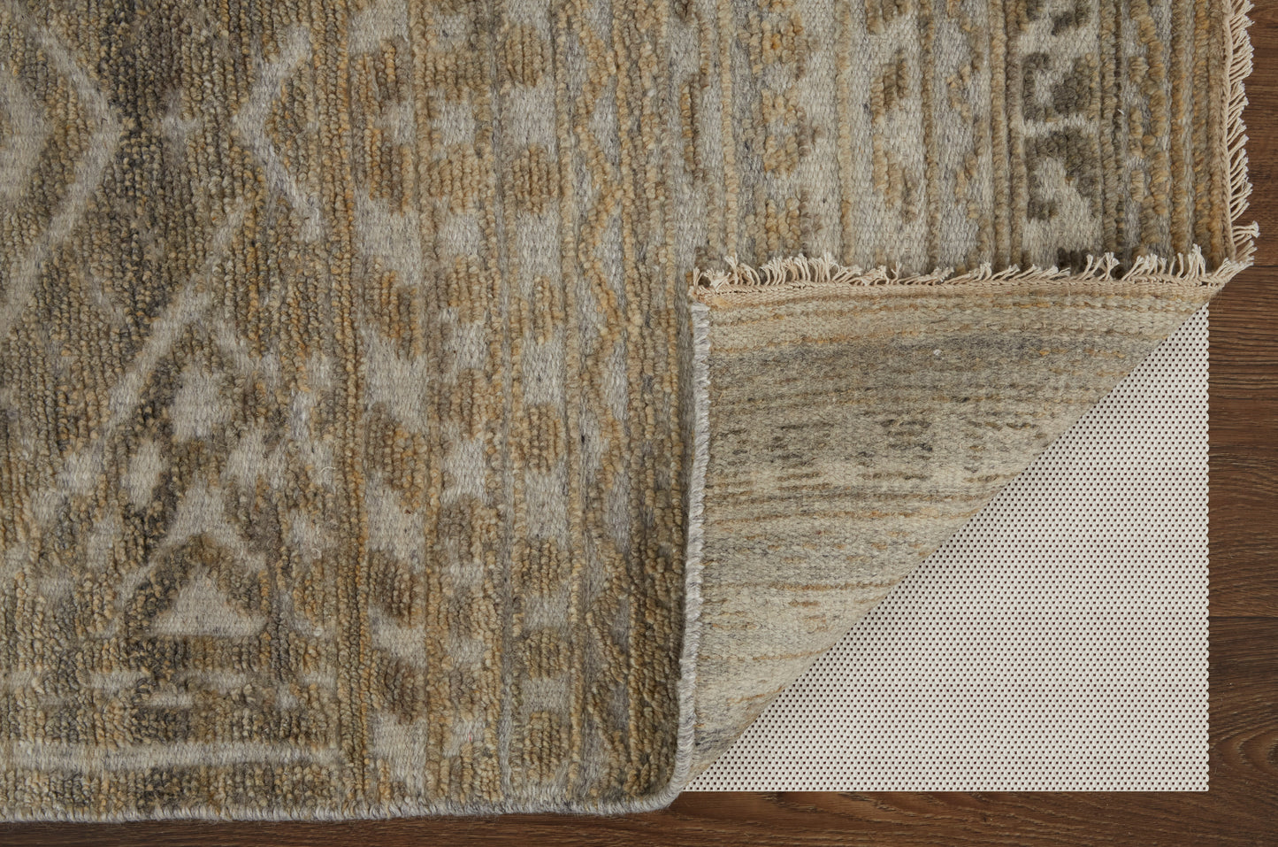 Payton Transitional/Global/Natural Geometric/Distressed Gold/Tan/Ivory - Feizy Rug