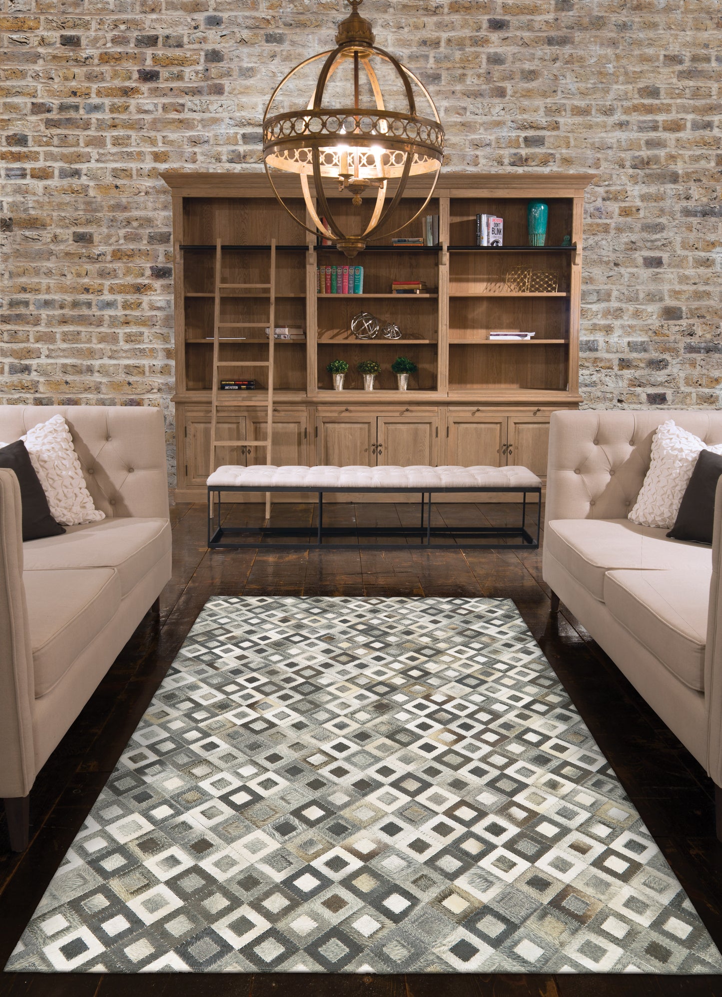Estelle Transitional/Farmhouse/Cabin & Lodge Animal Print/Patchwork/Geometric White/Black/Gray - Feizy Rug