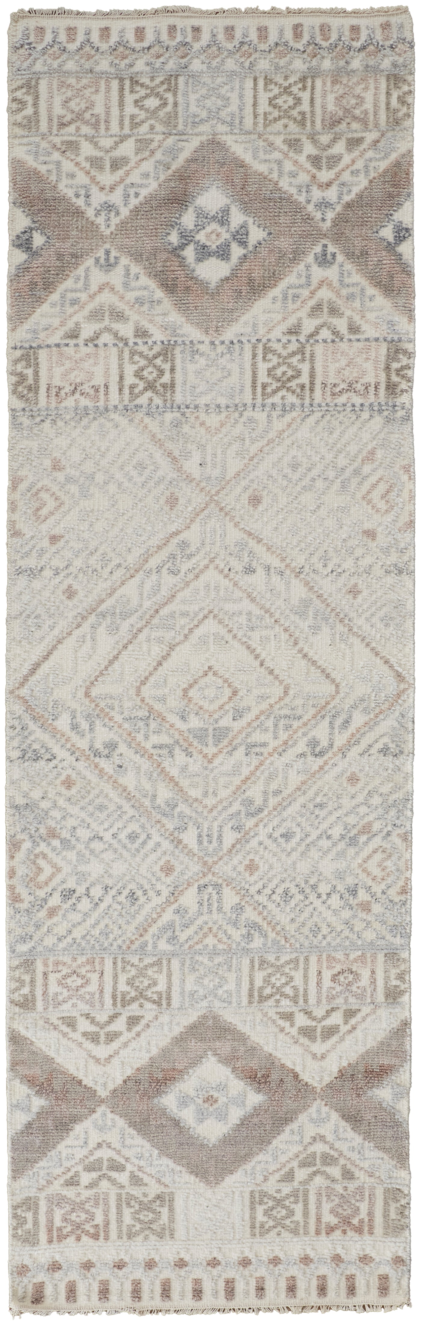 Payton Transitional/Farmhouse/Scandinavian Diamond/Trellis & Lattice Gray/Ivory/Pink - Feizy Rug
