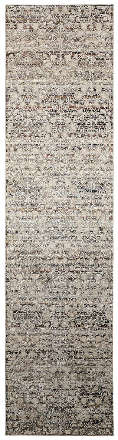 Caprio Transitional/Bohemian & Eclectic/Casual Damask/Distressed Gray/Ivory/Tan - Feizy Rug