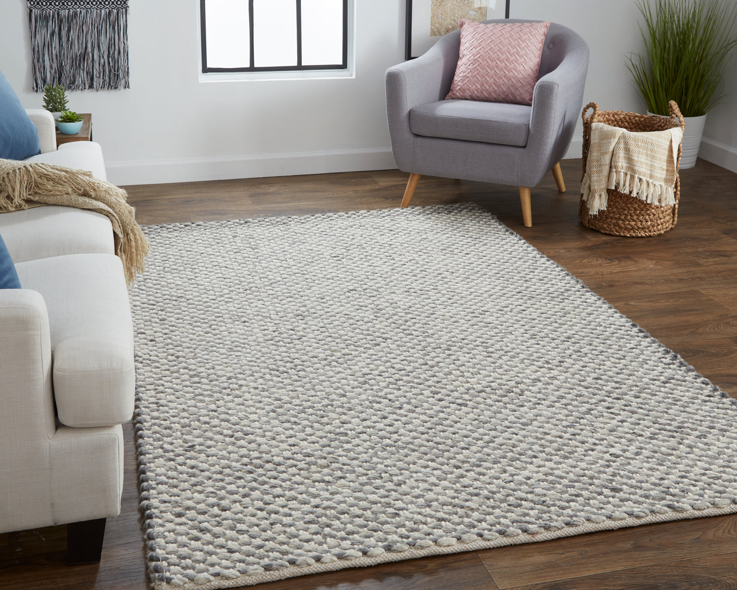 Berkeley Transitional/Scandinavian Solid Gray/Ivory - Feizy Rug