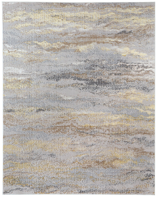 Aura Modern/Industrial Abstract/Gradient & Ombre Gold/Gray/Ivory - Feizy Rug