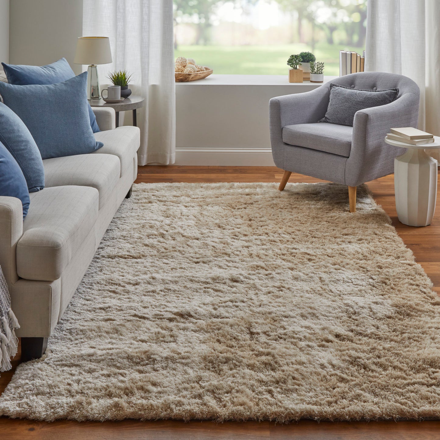 Indochine Modern/Luxury & Glam/Casual Solid Brown/Tan - Feizy Rug