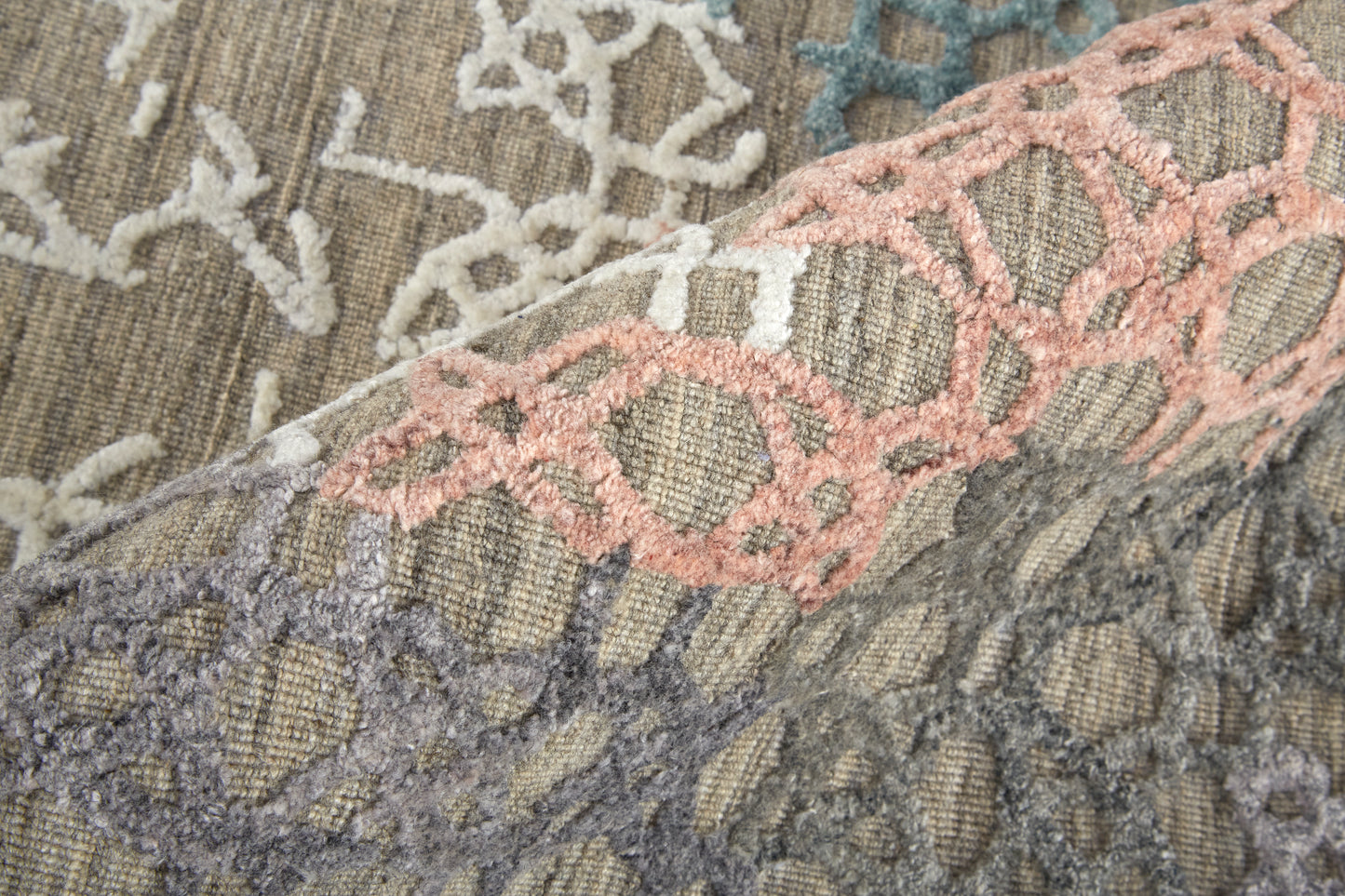 Elias Modern/Casual Abstract/Geometric/Distressed Pink/Blue/Taupe - Feizy Rug