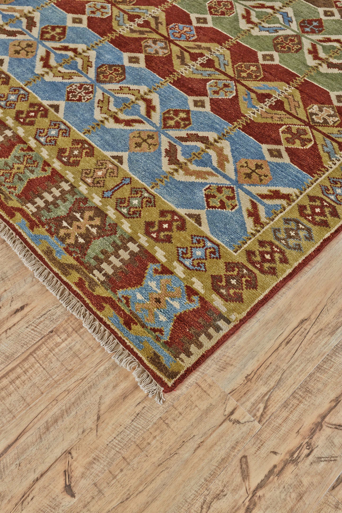 Ashi Transitional/Global/Southwestern Southwestern/Diamond Brown/Tan/Blue - Feizy Rug