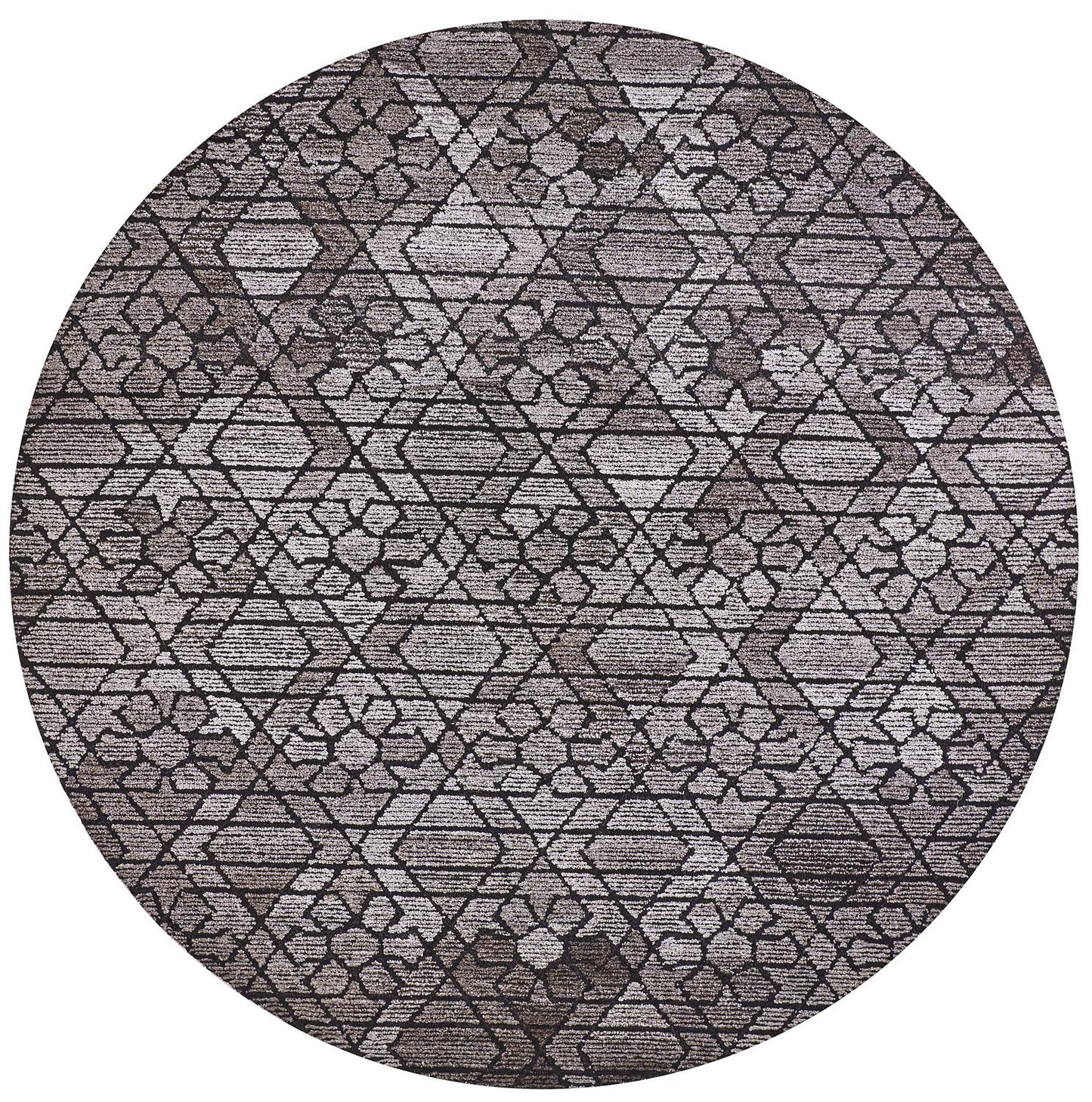 Asher Transitional/Scandinavian/Industrial Geometric/Floral & Botanical Taupe/Black/Gray - Feizy Rug