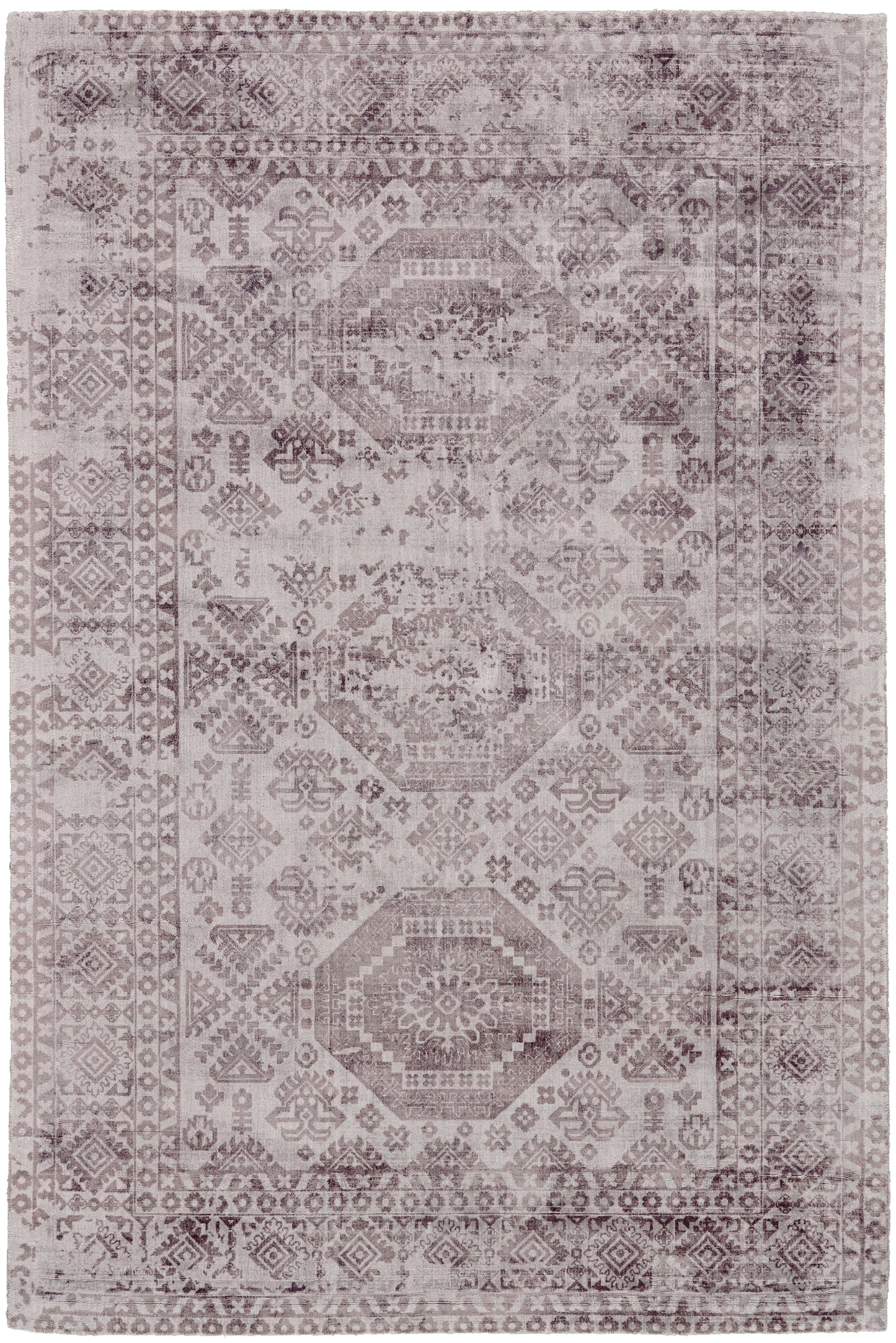 Nadia Transitional/Vintage/Classic Bordered/Distressed/Oriental Gray/Purple - Feizy Rug
