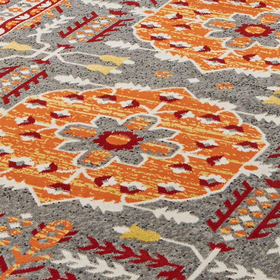 Foster Transitional/Classic/Bohemian & Eclectic Medallion/Bordered Orange/Gray - Feizy Rug