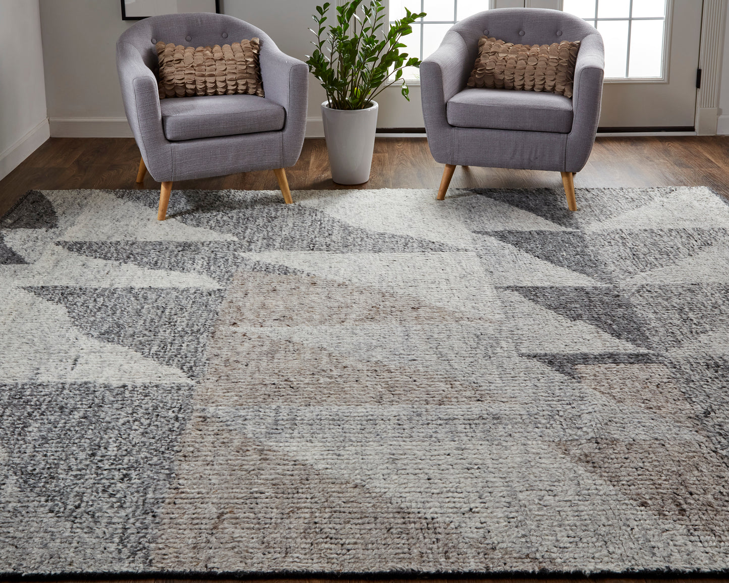Alford Modern/Bohemian & Eclectic/Rustic Geometric/Gradient & Ombre Ivory/Gray/Taupe - Feizy Rug