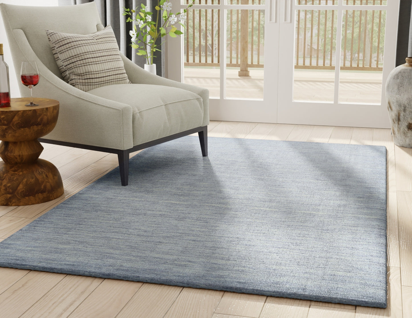 Luna Modern/Casual Gray/Blue Area Rug