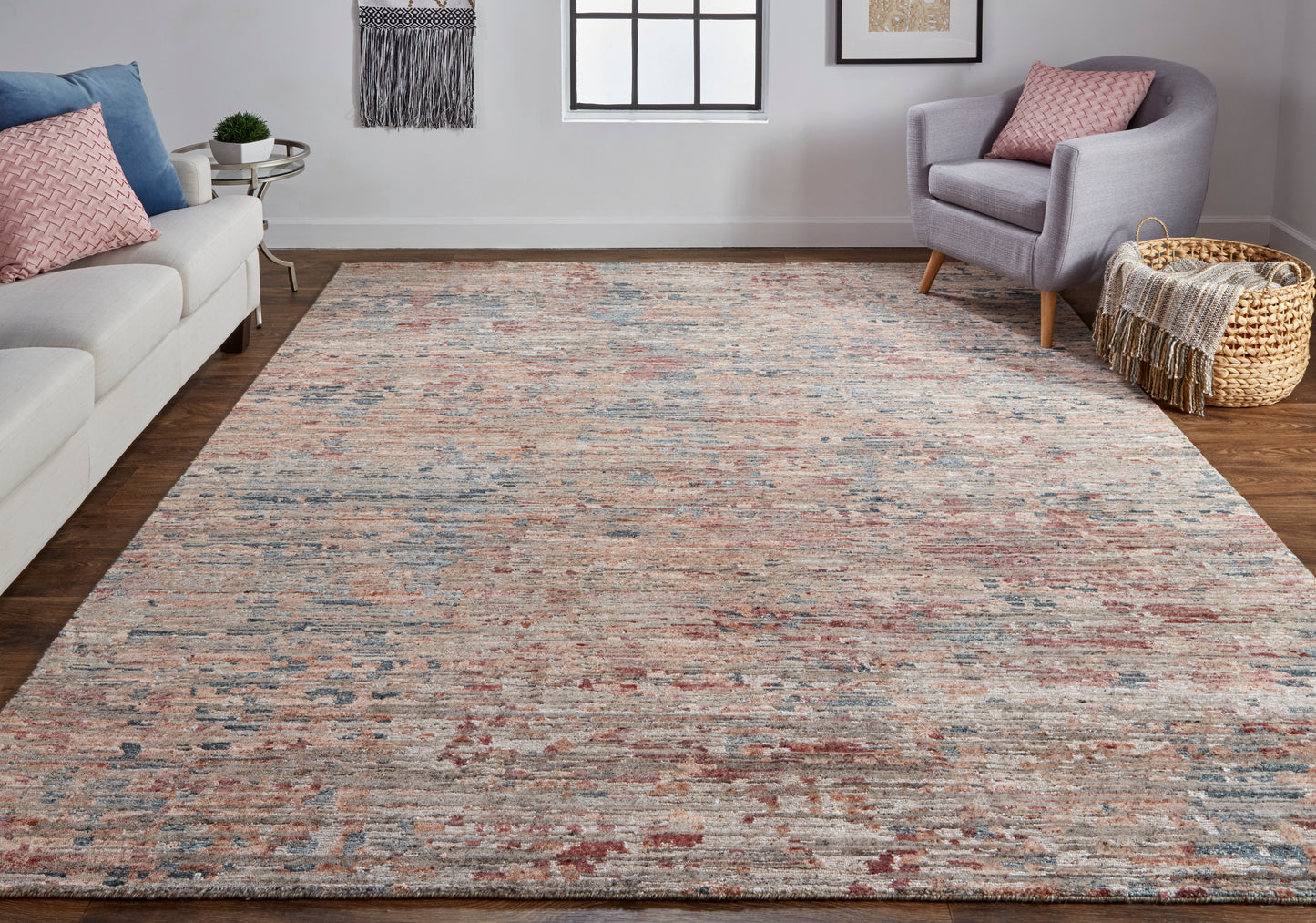 Conroe Modern/Casual/Industrial Abstract/Distressed Red/Blue - Feizy Rug