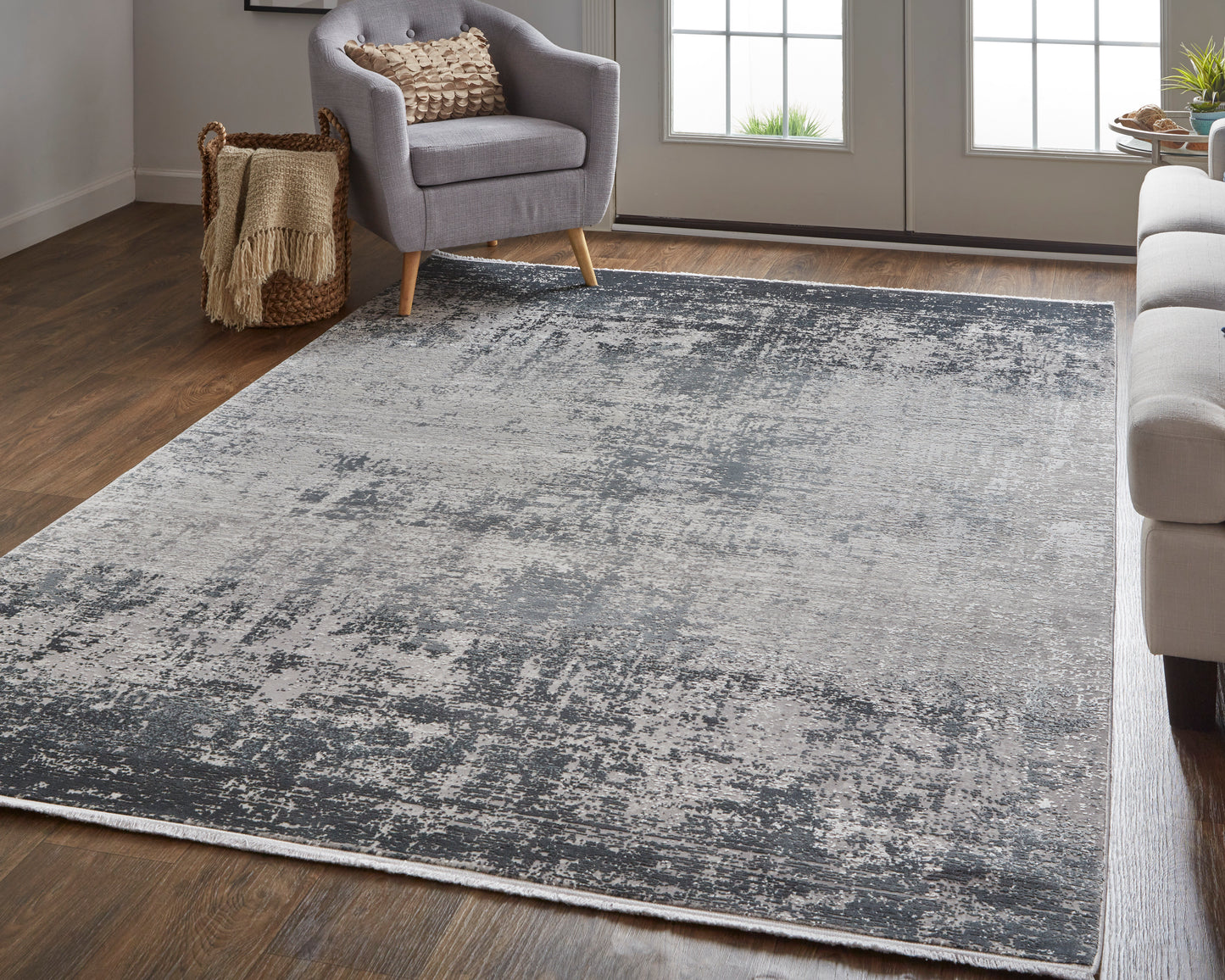 Cadiz Modern/Casual Gray/Black/Silver Runner  Feizy Rugs Small Parcel,Feizy Rugs,Cadiz,Gray/Black/Silver,3'1" x 10',Runner,Viscose/Acrylic,Modern/Casual,Turkey