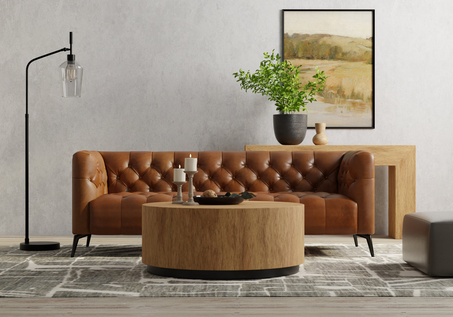 Sutton Transitional/Industrial/Casual Abstract/Geometric Taupe/Ivory - Feizy Rug