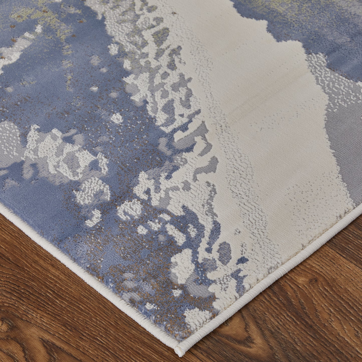 Mandana Modern/Bohemian & Eclectic Abstract/Watercolor Ivory/Blue - Feizy Rug