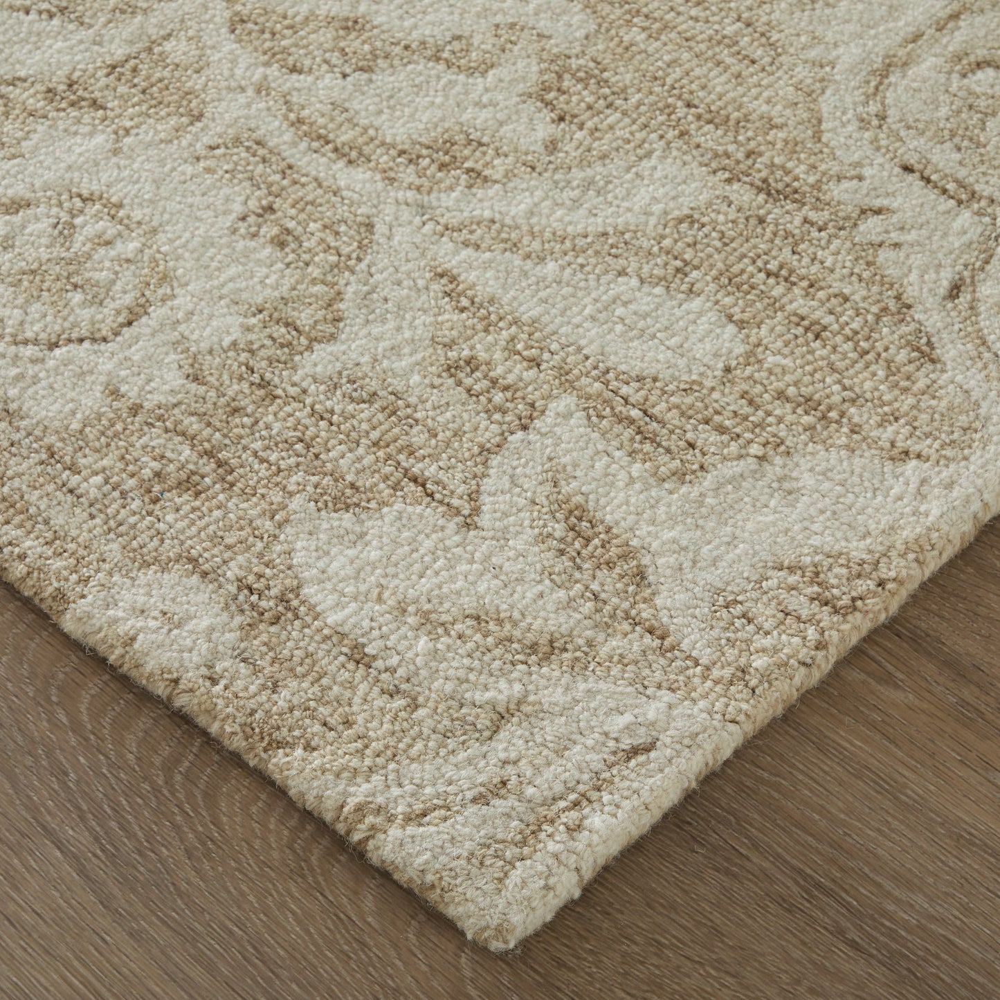 Belfort Transitional/Classic/Bohemian & Eclectic Medallion/Damask/Floral & Botanical Tan/Ivory - Feizy Rug