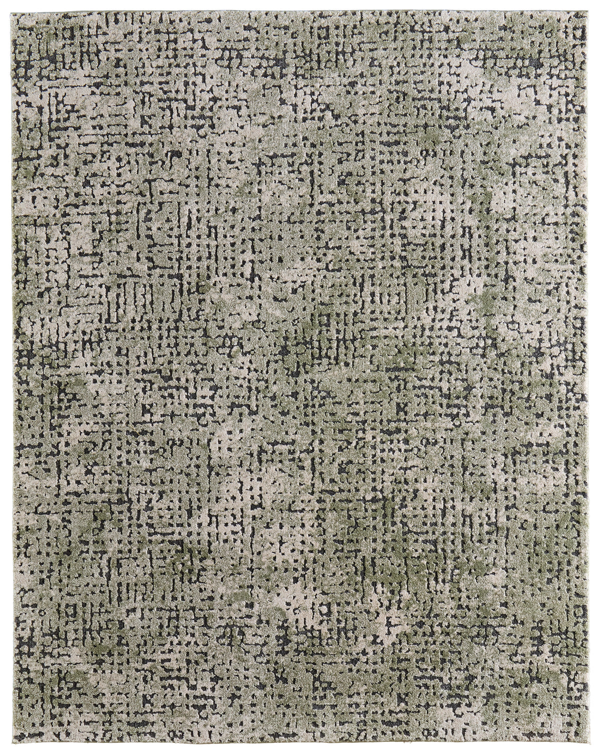 Gilmore Modern Abstract/Checkered Green/Ivory/Black - Feizy Rug