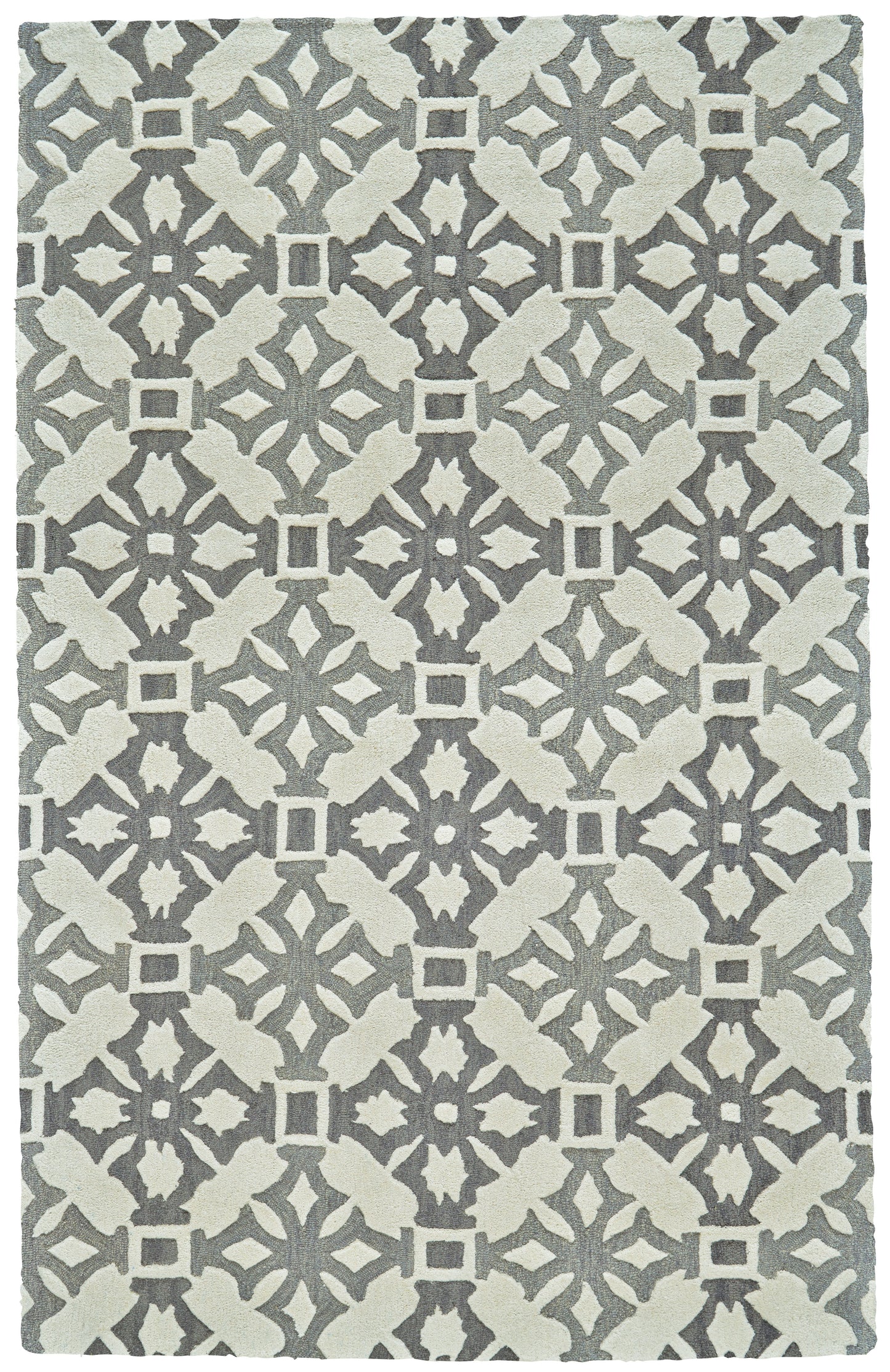 Ella Transitional/Global/Casual Geometric/Abstract/Medallion Gray/Ivory - Feizy Rug