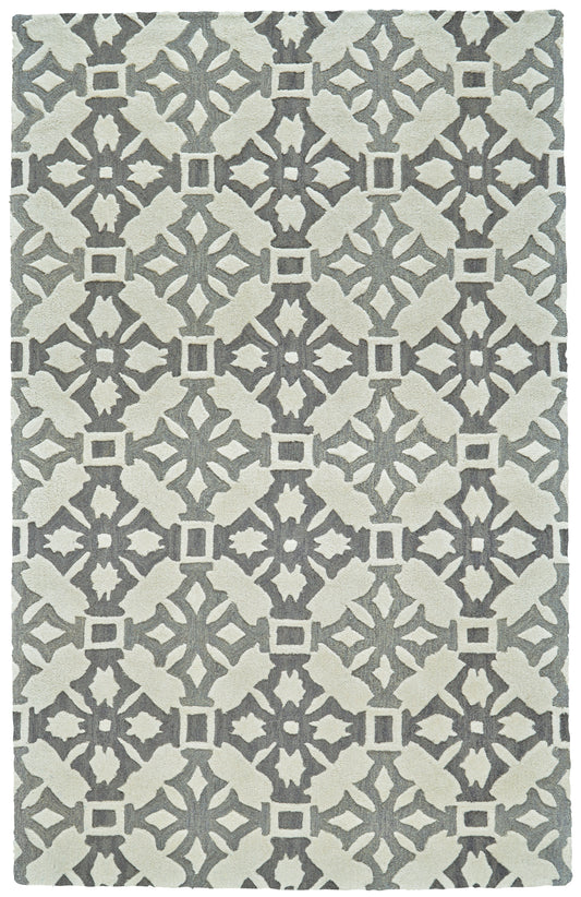 Ella Transitional/Global/Casual Geometric/Abstract/Medallion Gray/Ivory - Feizy Rug