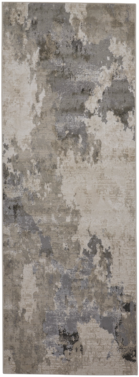 Prasad Modern/Casual Ivory/Gray Runner  Feizy Rugs Small Parcel,Feizy Rugs,Prasad,Ivory/Gray,2'10" x 7'10",Runner,Polypropylene/Polyester,Modern/Casual,Turkey