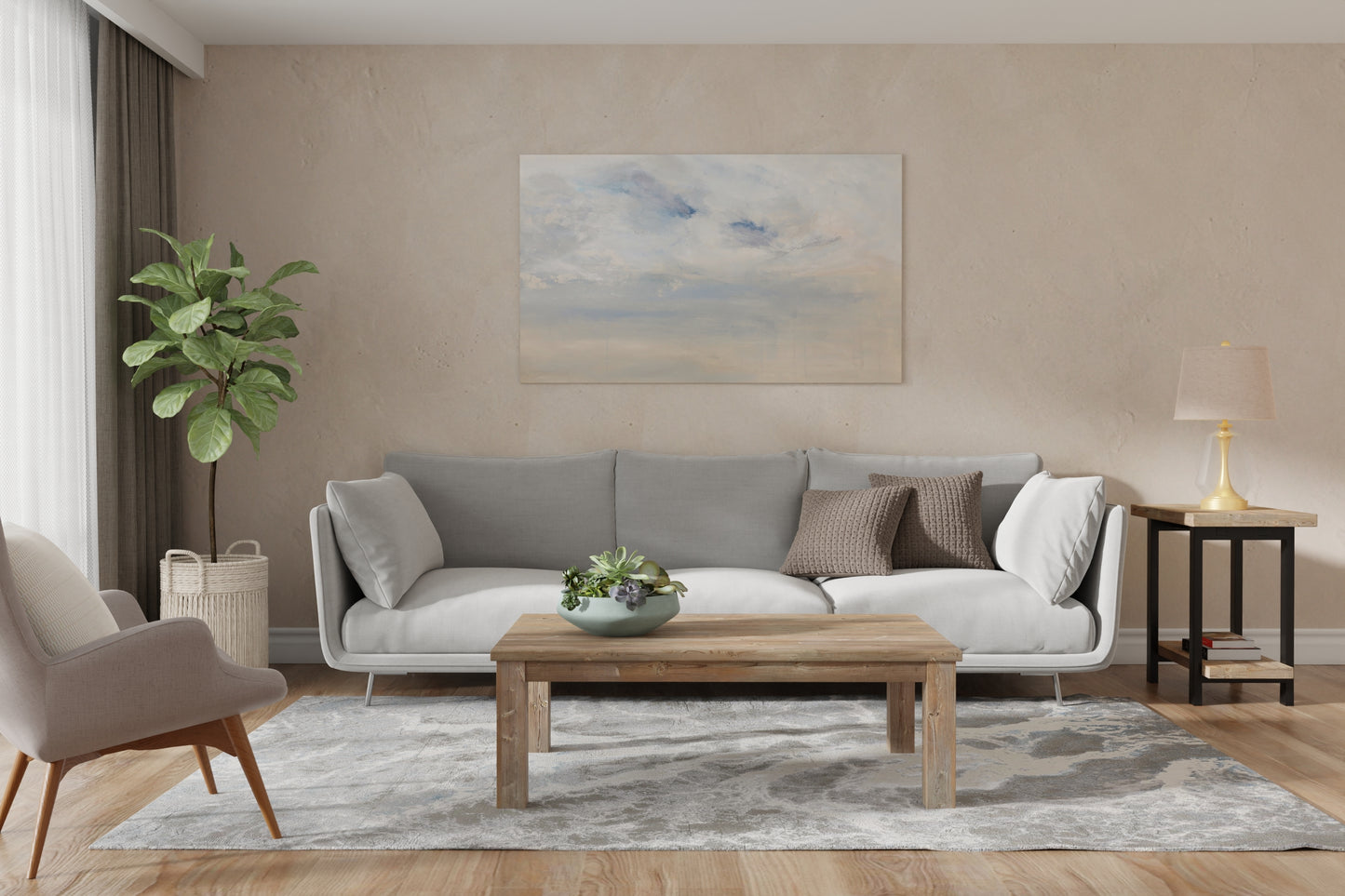 Azure Modern/Industrial/Casual Silver/Gray/Ivory Area Rug