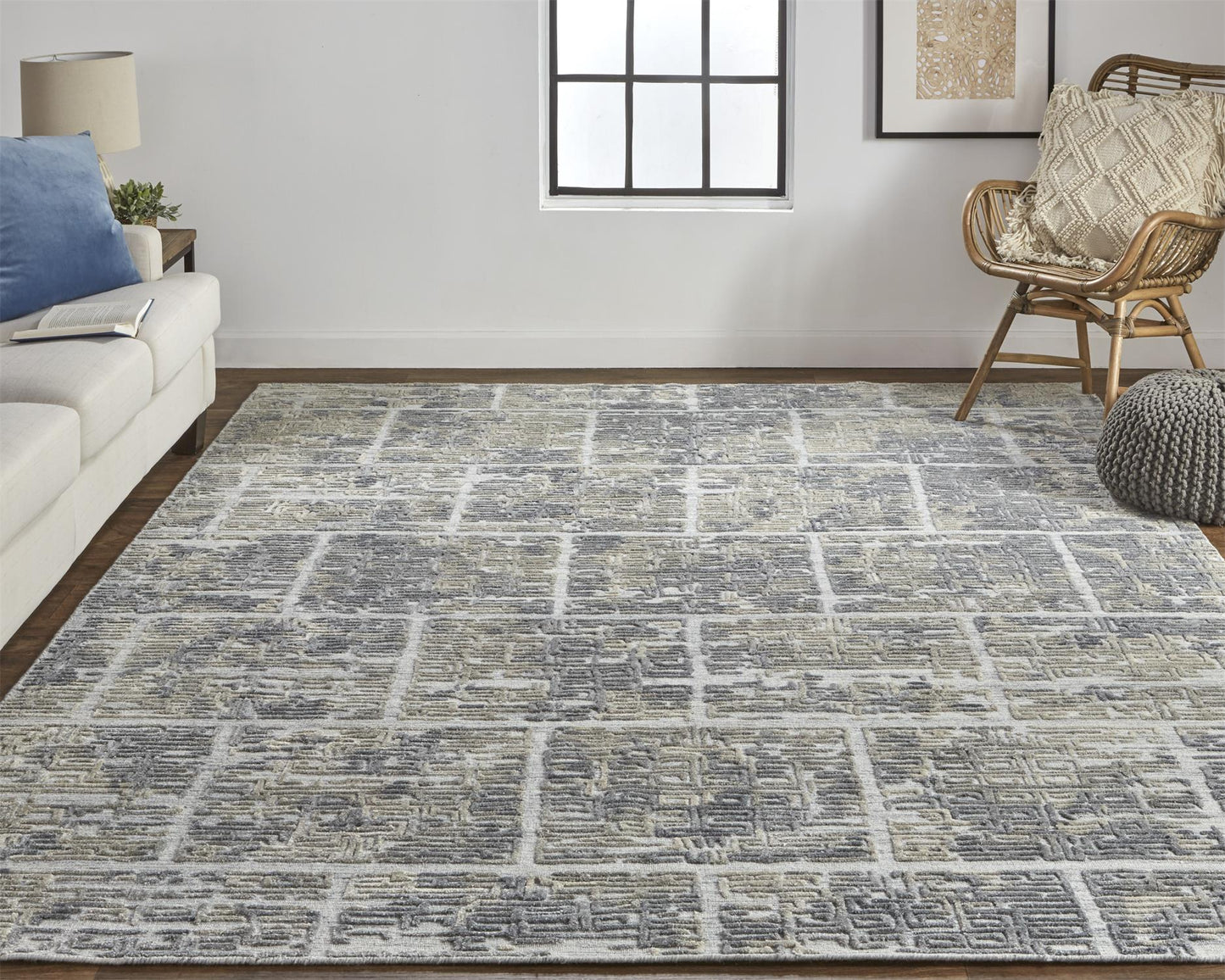 Elias Modern/Casual Abstract/Geometric Gray/Ivory - Feizy Rug