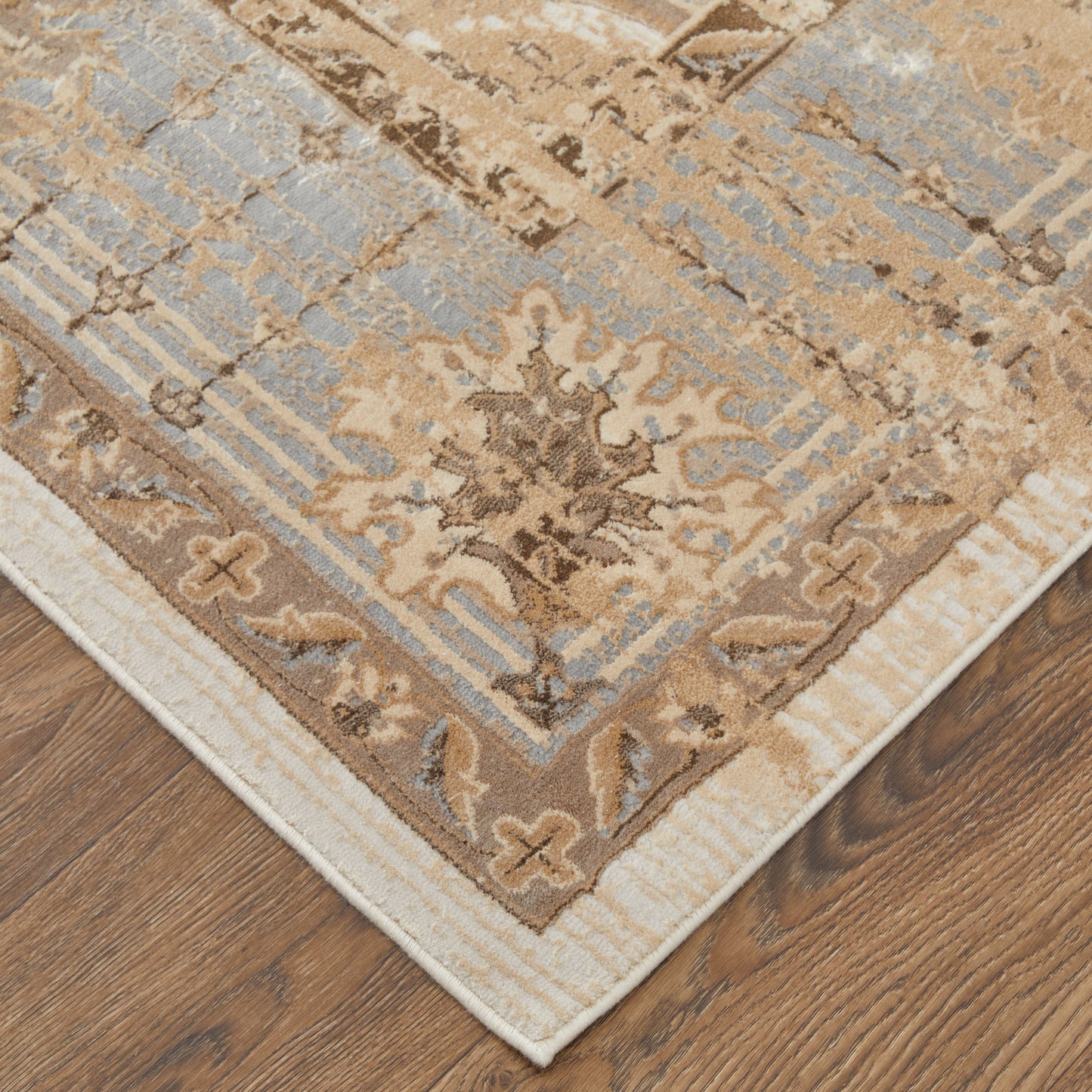 Celene Traditional/French & Victorian/Vintage Bordered/Medallion/Distressed Tan/Brown/Gray - Feizy Rug