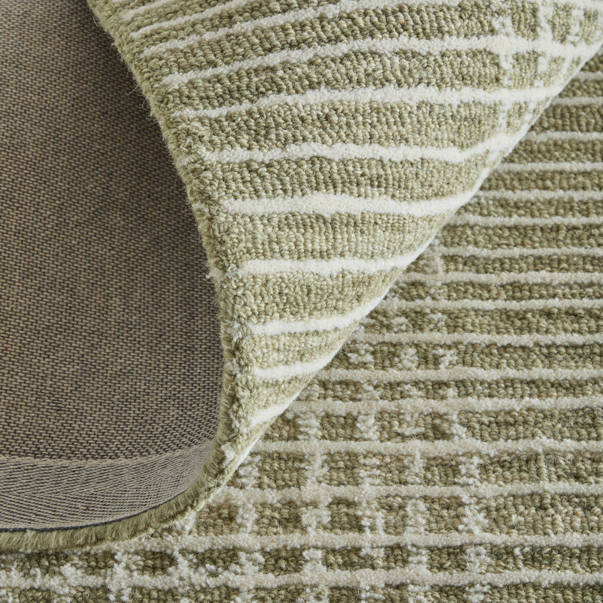 Winston Modern Plaid/Stripes Green/Ivory - Feizy Rug