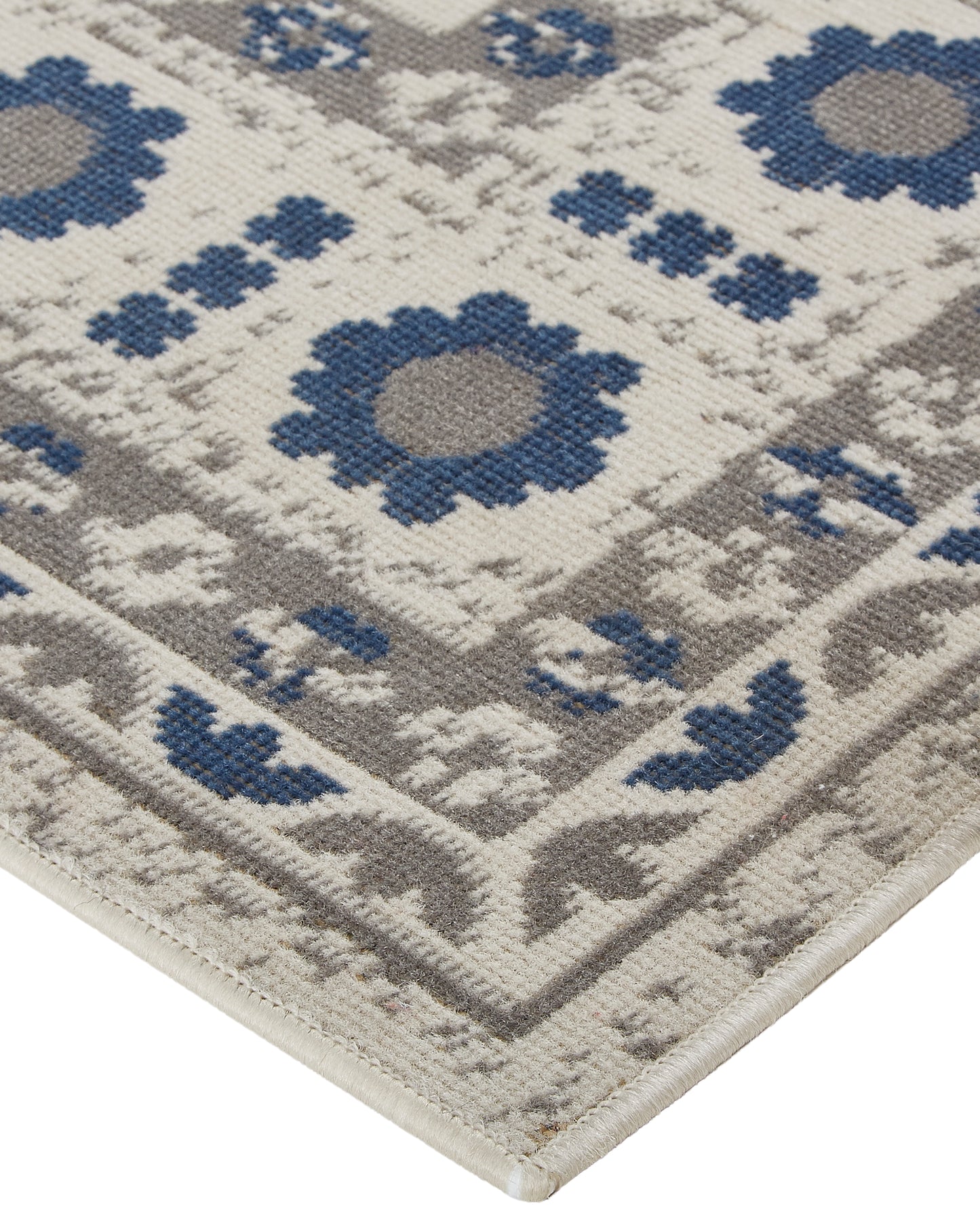 Foster Transitional/Classic/Bohemian & Eclectic Medallion/Bordered Blue/Gray/Ivory - Feizy Rug