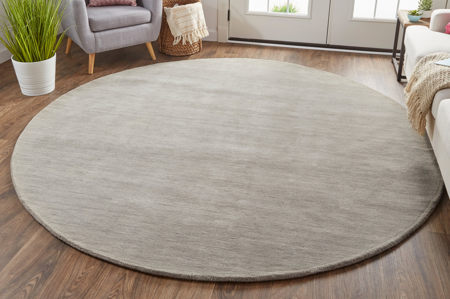 Luna Modern/Casual Solid Gray/Ivory - Feizy Rug