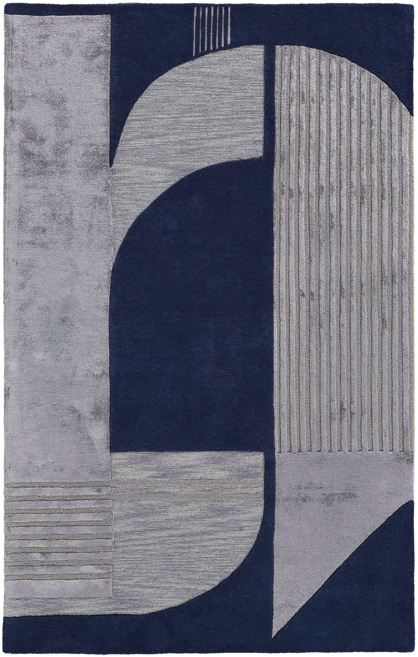 Nash Modern/Mid-Century Modern/Global Geometric/Abstract Blue/Silver - Feizy Rug