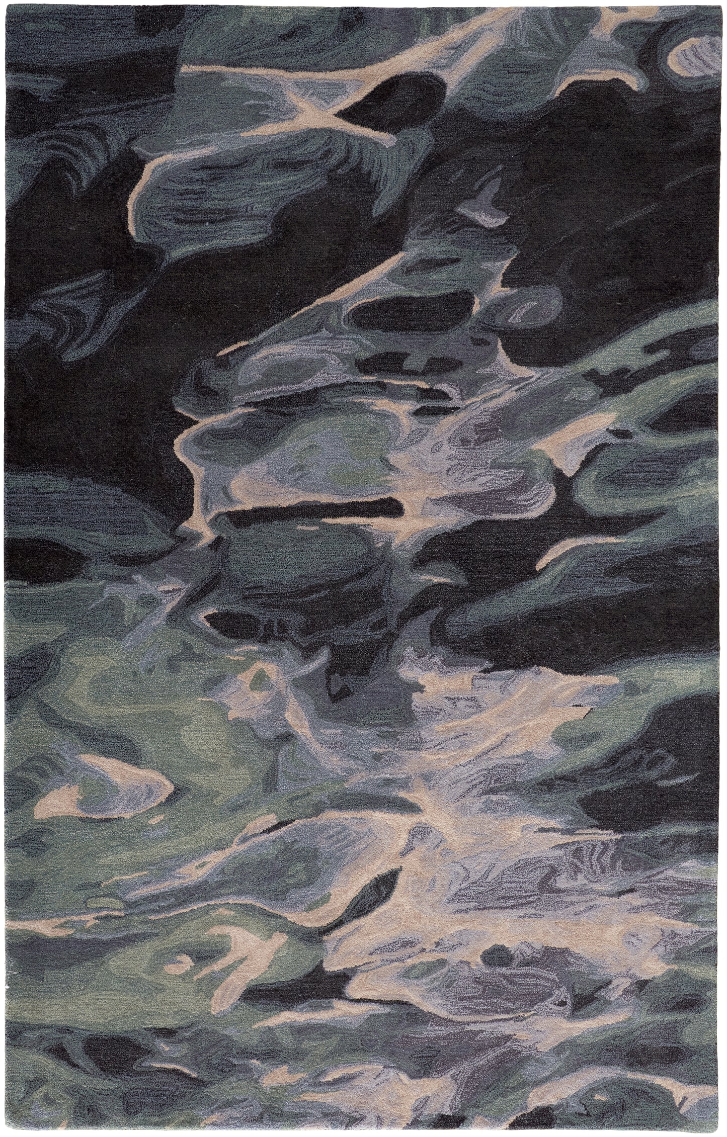 Amira Transitional/Industrial/Casual Abstract/Watercolor Green/Blue/Black - Feizy Rug