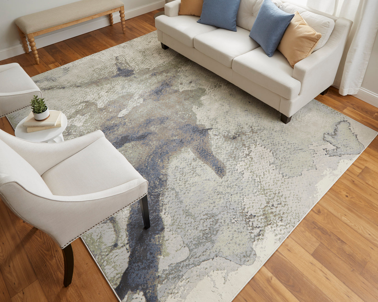 Clio Modern/Industrial/Bohemian & Eclectic Abstract/Watercolor Taupe/Brown/Black - Feizy Rug