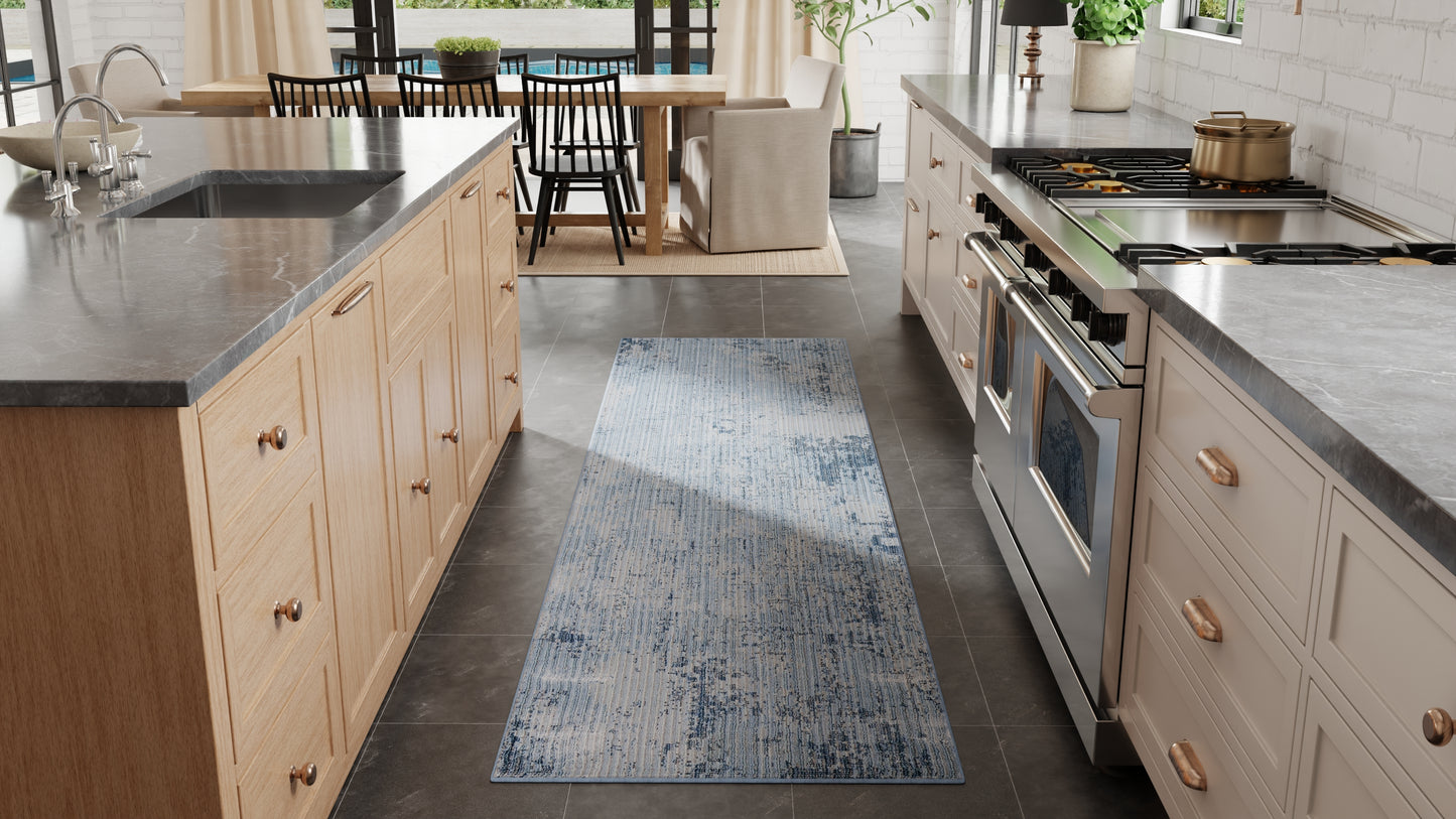 Sonora Modern/Bohemian & Eclectic Blue/Black Runner  Feizy Rugs Small Parcel,Feizy Rugs,Sonora,Blue/Black,2'6" x 7'3",Runner,Polypropylene/Polyester/Viscose,Modern/Bohemian & Eclectic,Turkey
