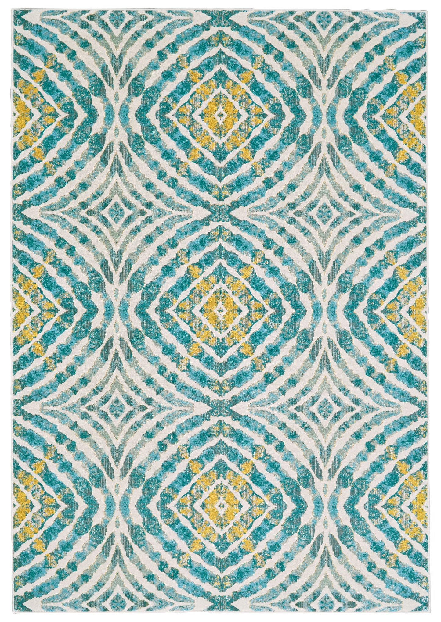 Keats Transitional/Casual Abstract/Geometric Blue/Ivory/Yellow - Feizy Rug