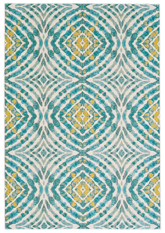 Keats Transitional/Casual Abstract/Geometric Blue/Ivory/Yellow - Feizy Rug