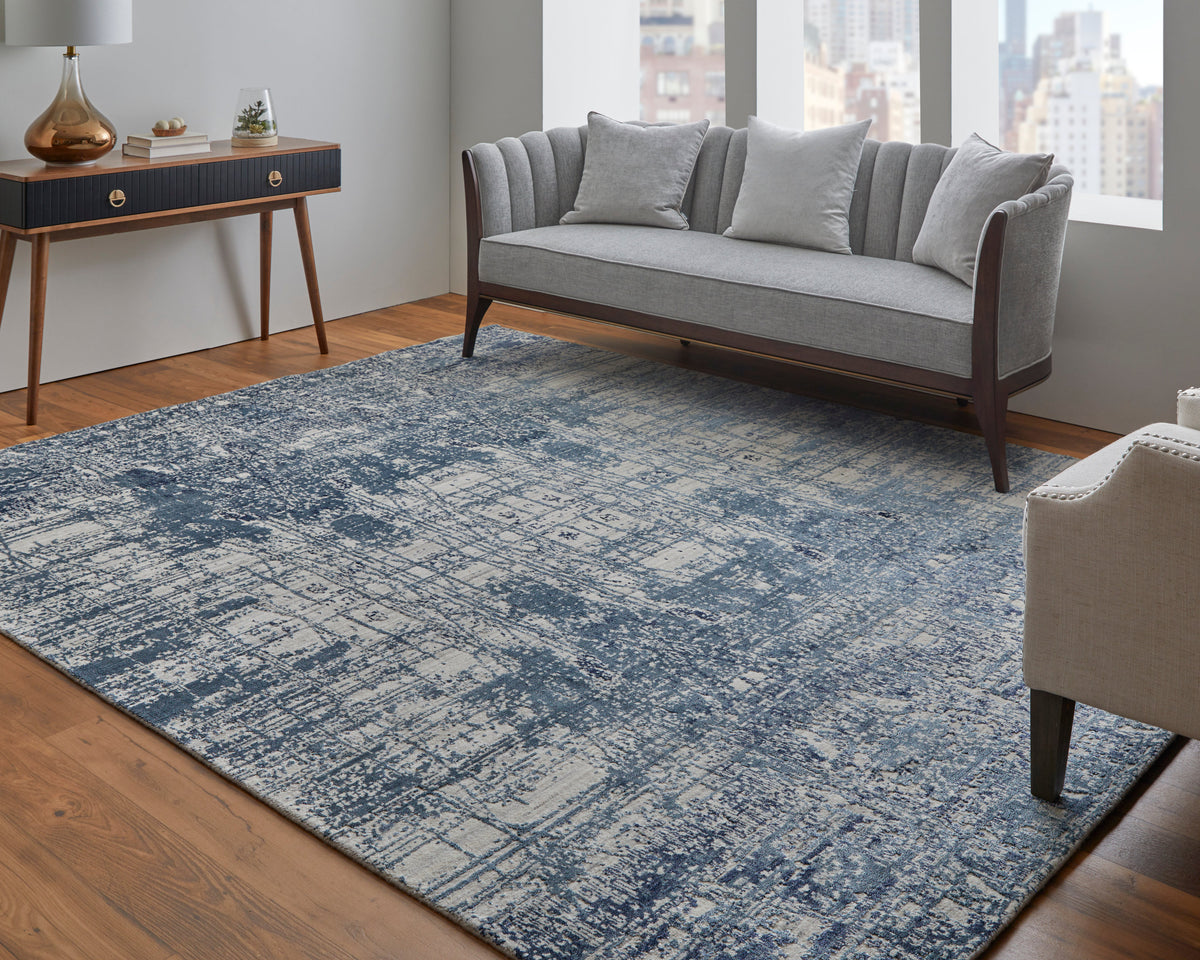 Eastfield Modern/Casual Abstract/Distressed Blue/Ivory 69AE - Feizy Rug