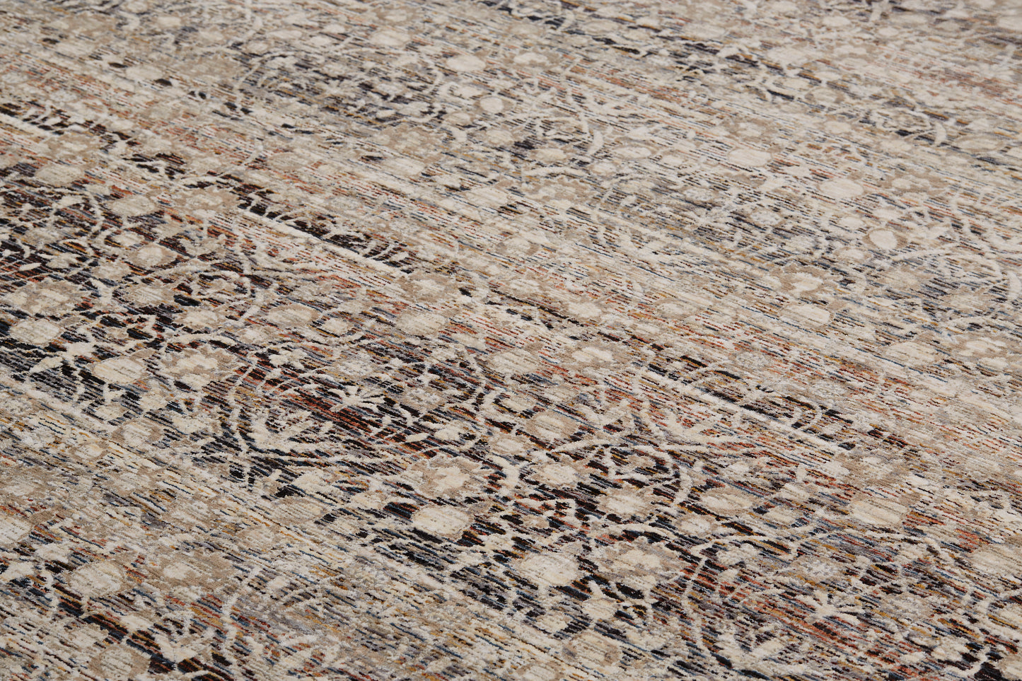 Caprio Transitional/Bohemian & Eclectic/Casual Damask/Distressed Gray/Ivory/Tan - Feizy Rug