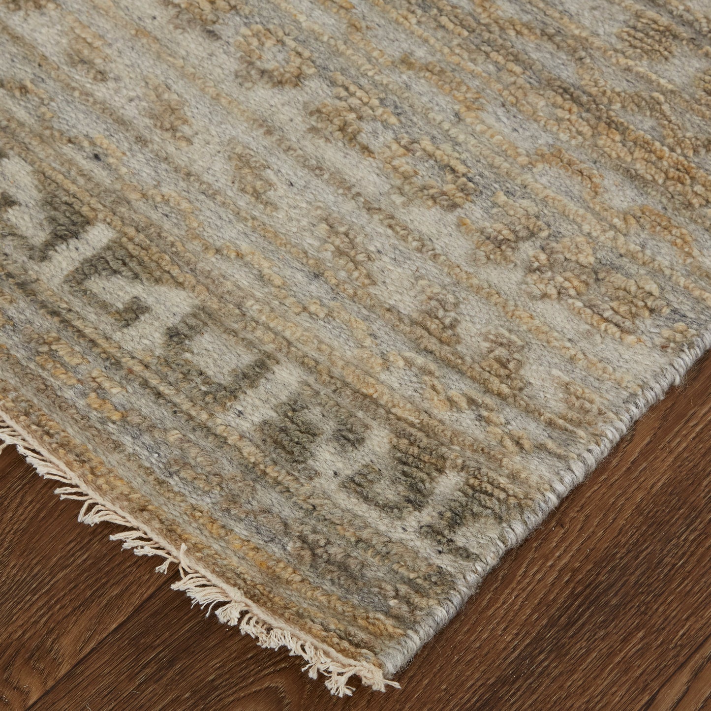 Payton Transitional/Global/Natural Geometric/Distressed Gold/Tan/Ivory - Feizy Rug