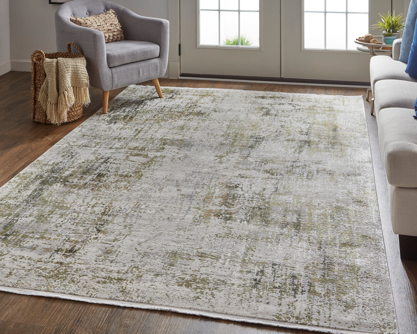 Cadiz Modern/Casual Green/Gray/Ivory Area Rug