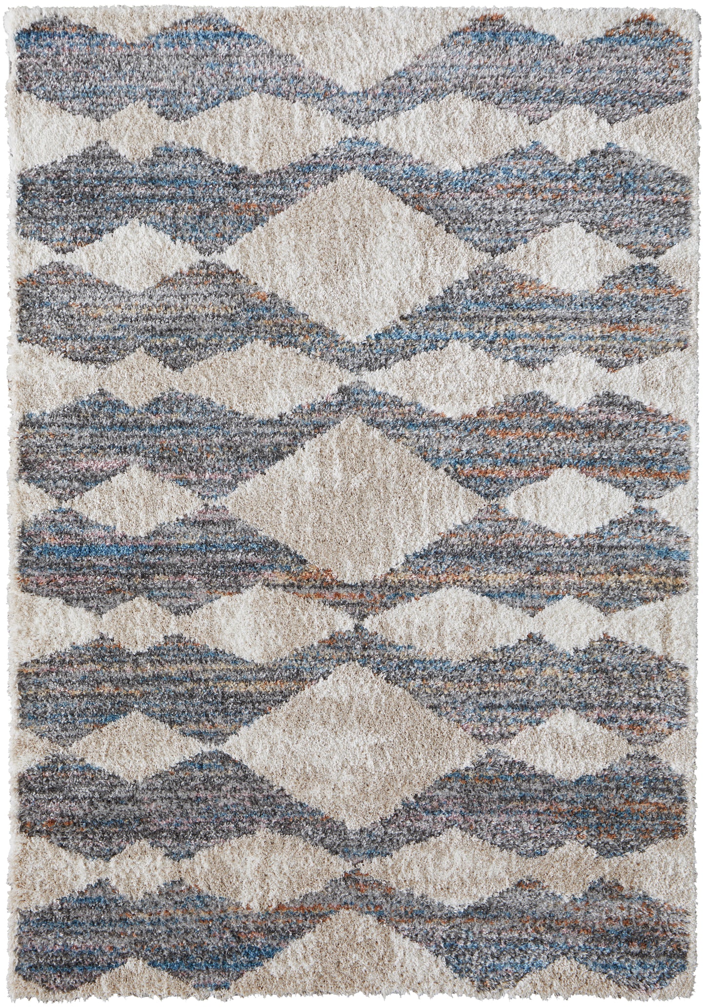 Mynka Transitional/Bohemian & Eclectic/Casual Diamond/Stripes/Geometric Tan/Ivory/Blue - Feizy Rug