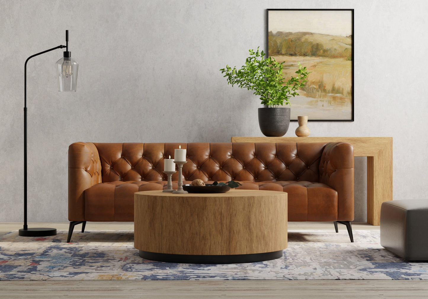 Sonora Modern/Industrial/Industrial Tan/Blue/Gray Area Rug