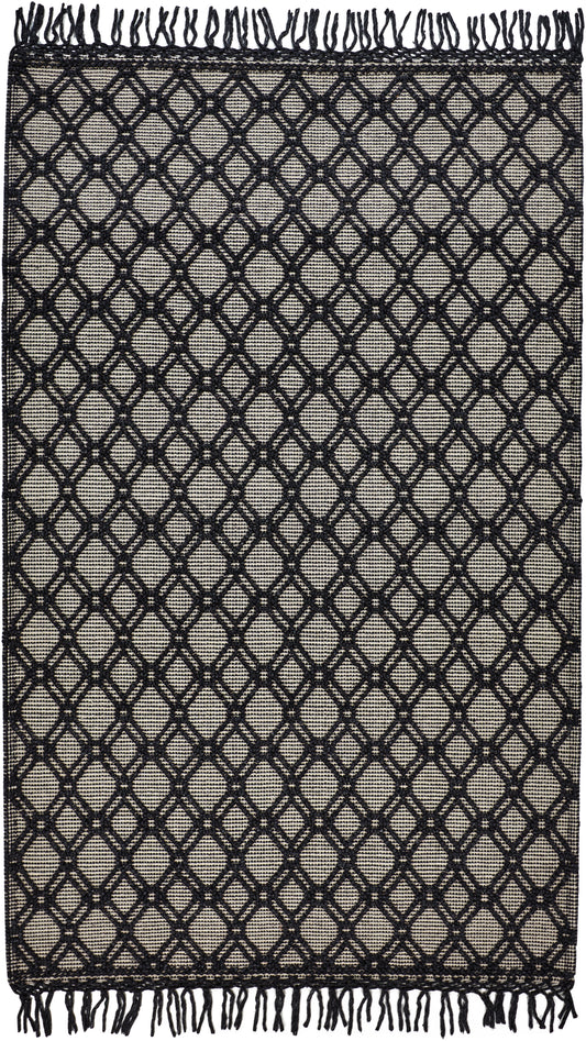 Phoenix Transitional/Farmhouse/Scandinavian Diamond/Trellis & Lattice Black/Ivory - Feizy Rug